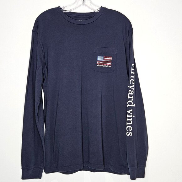 Vineyard Vines Other - Vineyard Vines Shirt Mens Medium Flag Ship Fish Whale Boat Pocket Tee Nautical